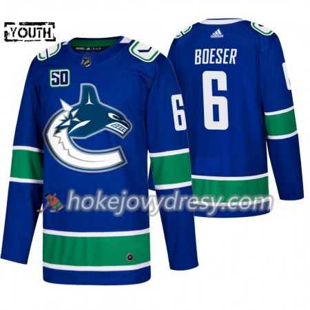 Dětské Hokejový Dres Vancouver Canucks Brock Boeser 6 50th Anniversary Adidas 2019-2020 Modrý Authentic